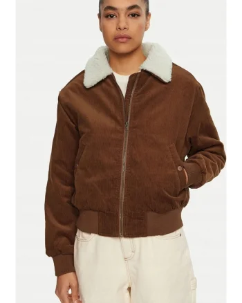Geaca aviator  bumbac, captusita, maro, croiala regular fit
