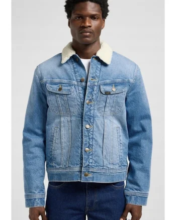 Geaca  model SHERPA, bumbac, albastru, croiala regular fit