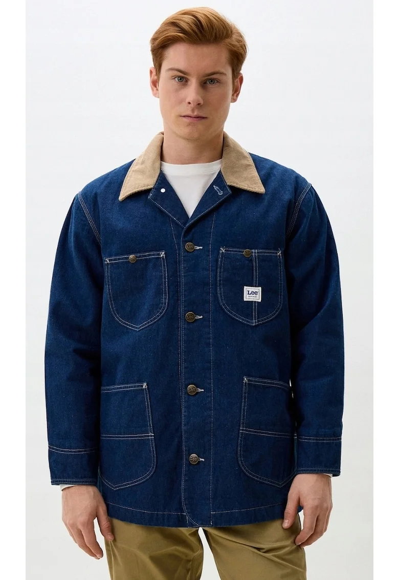 Geaca de blugi  model LOOSE LOCO, captusita, albastra, bumbac