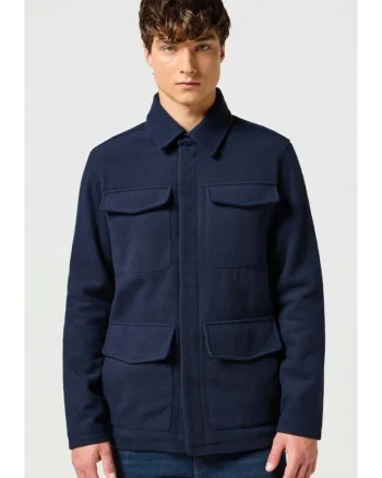 Geaca barbati,  Transitional Jacket, albastru, bumbac, fermoar, 2 buzunare cu clapa