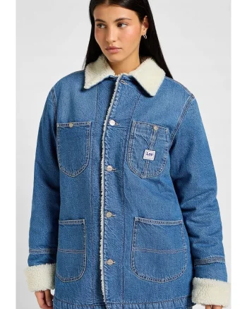 Geaca dama,  jacheta lunga din denim, captusita, albastra, bumbac