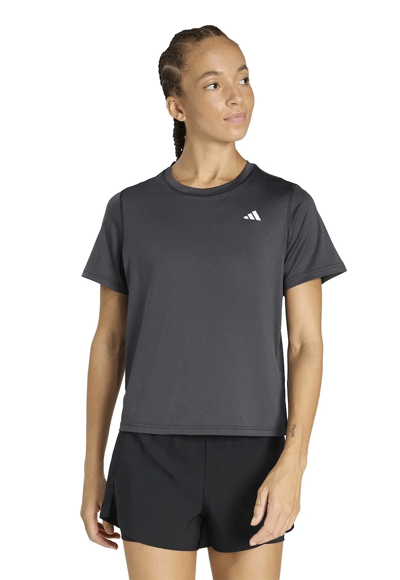 Tricou cu decolteu rotund, pentru fitness, Gri antracit