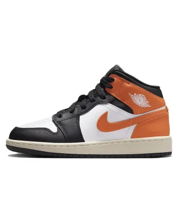 Pantofi sport NIKE Air  1 Mid BG 53681, Alb/Negru/Portocaliu