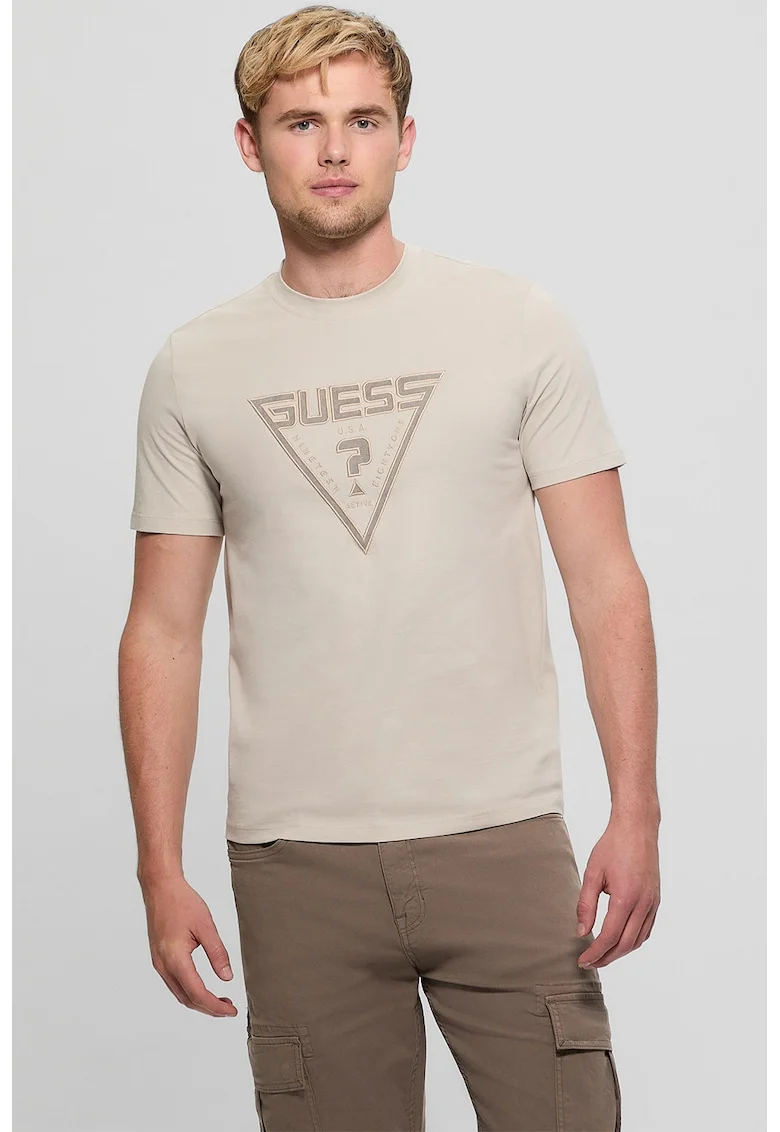 Tricou din bumbac cu logo, Grej
