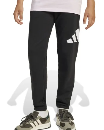 Pantaloni de trening cu logo si snur in talie Essentials, Alb/Negru