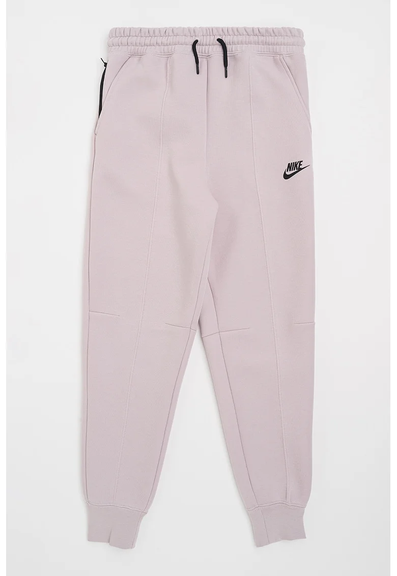 Pantaloni de trening din material fleece cu talie inalta Tech, Lila pal