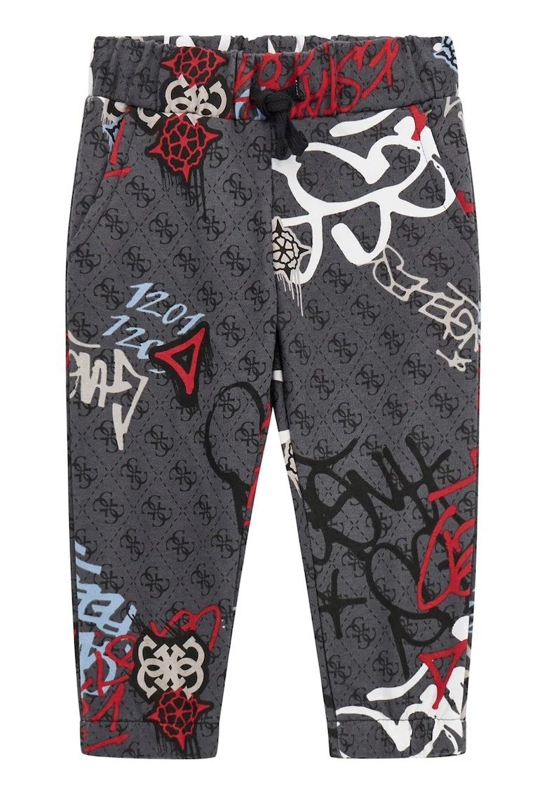 Pantaloni de trening din bumbac cu imprimeu graffiti, Gri inchis