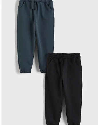 Set de pantaloni de trening din amestec de bumbac - 2 perechi, Gri carbune
