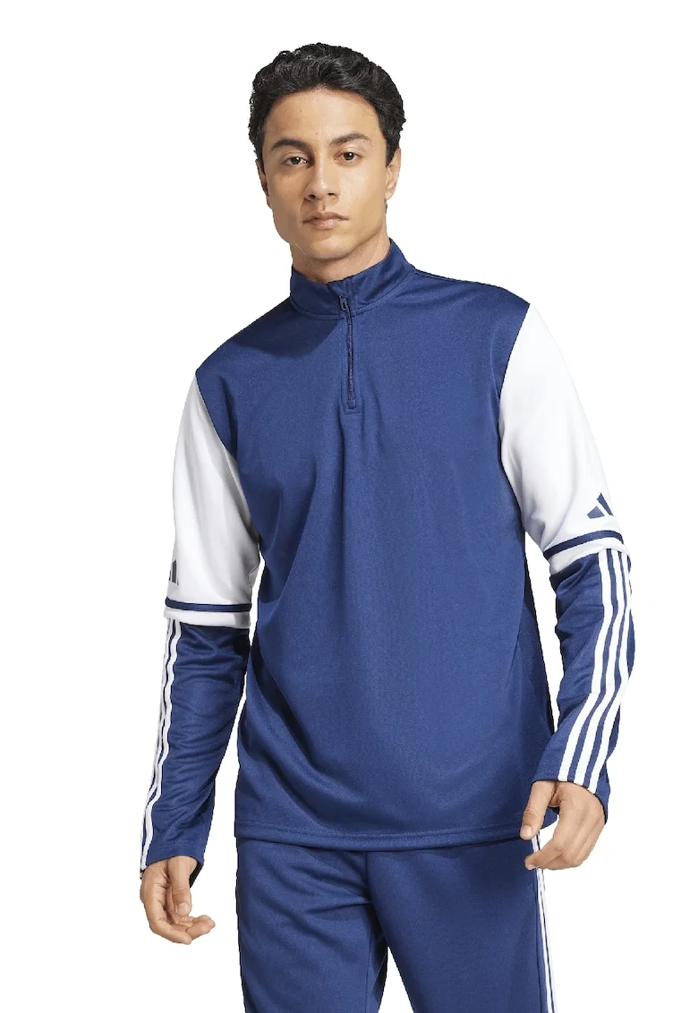 Bluza de trening cu fenta cu fermoar, pentru fotbal Squatra 25, Alb/Albastru inchis
