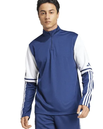 Bluza de trening cu fenta cu fermoar, pentru fotbal Squatra 25, Alb/Albastru inchis