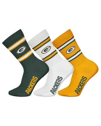 Set de sosete lungi unisex NFL - 3 perechi, Alb/Verde/Maro deschis
