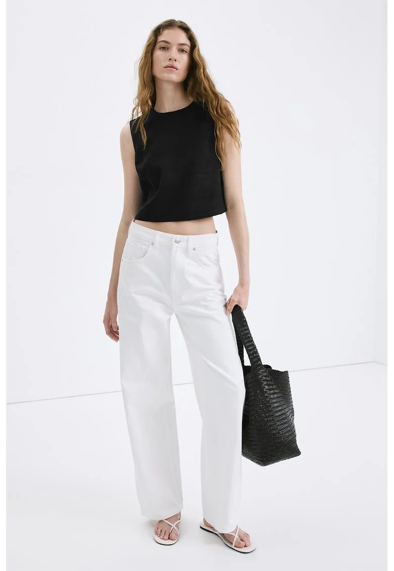 Top crop din in, Negru