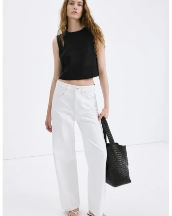 Top crop din in, Negru