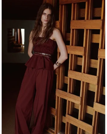 Top din amestec de bumbac cu model uni, Portocaliu stins