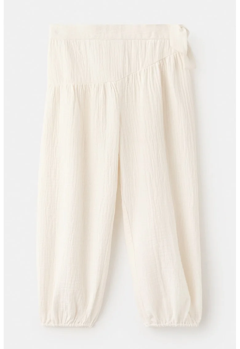 Pantaloni din bumbac cu model uni, Bej deschis