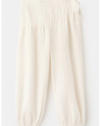Pantaloni din bumbac cu model uni, Bej deschis