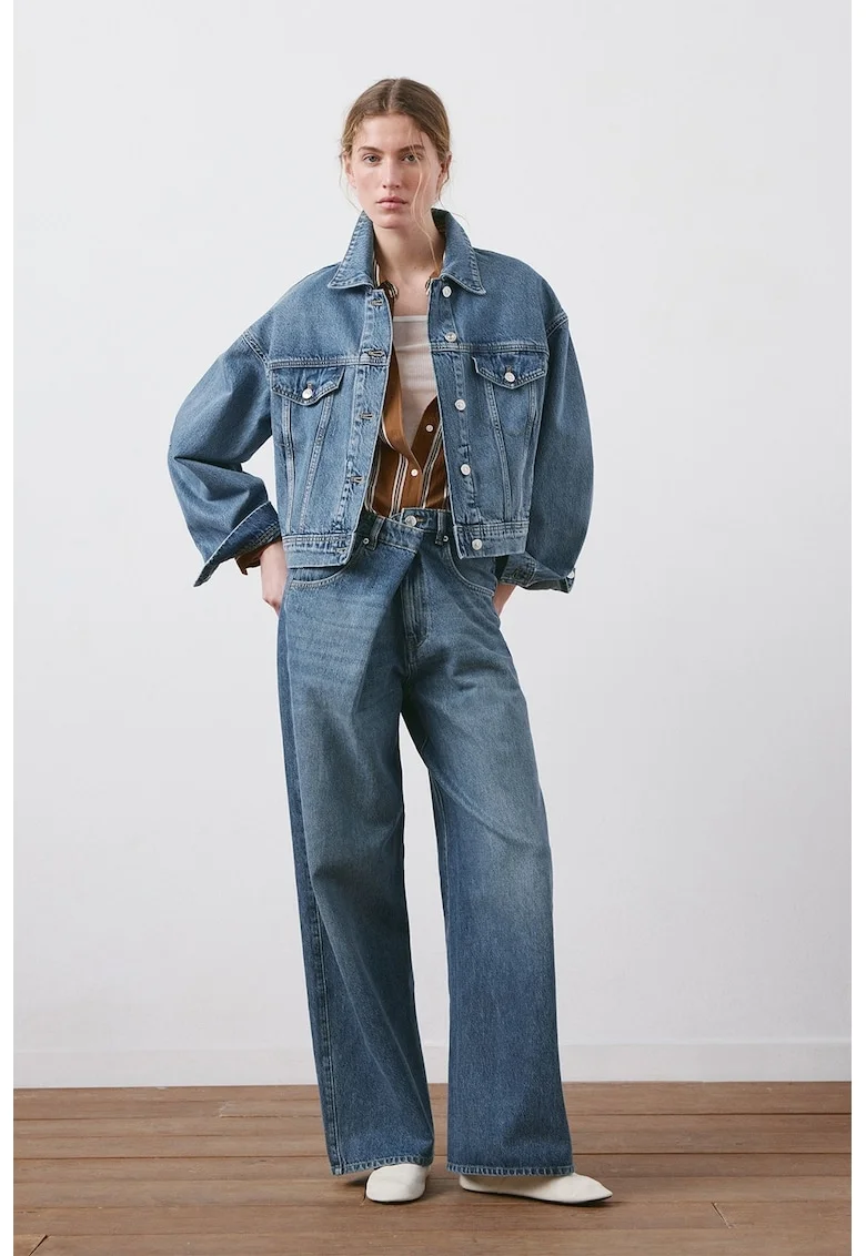 Jacheta supradimensionata din denim, Albastru deschis