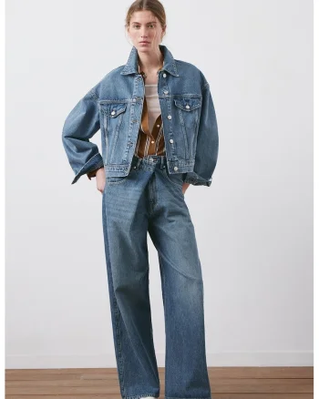 Jacheta supradimensionata din denim, Albastru deschis