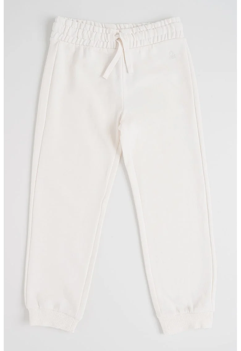 Pantaloni de trening din bumbac cu snur in talie, Alb
