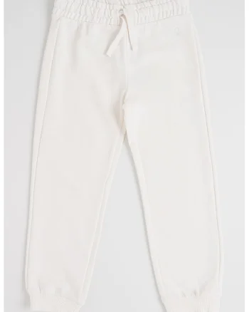 Pantaloni de trening din bumbac cu snur in talie, Alb