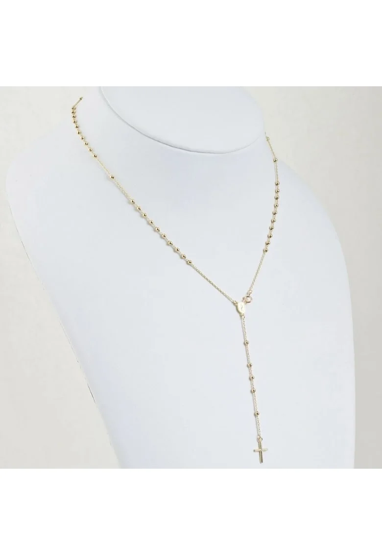 Rozariu 42 cm din Aur Galben de 9k cu Bile si Lant Diamantat,  2.92g