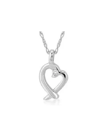 Colier din Aur Alb de 14K cu Diamante naturale de 0.01 Carate
