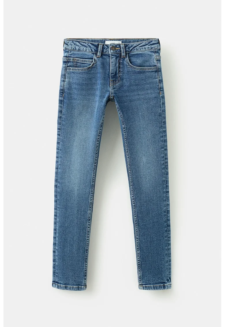 Blugi slim fit cu talie medie, Albastru prafuit