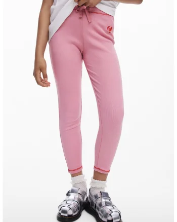 Pantaloni de trening din amestec de bumbac, Roz prafuit