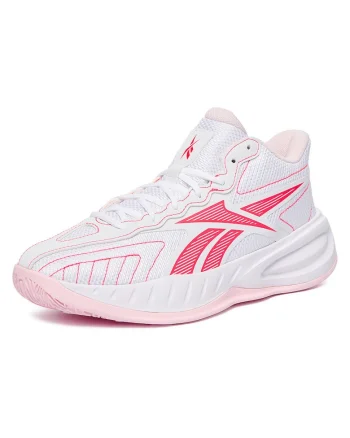 Pantofi sport  baschet unisex, alb-roz, textil,