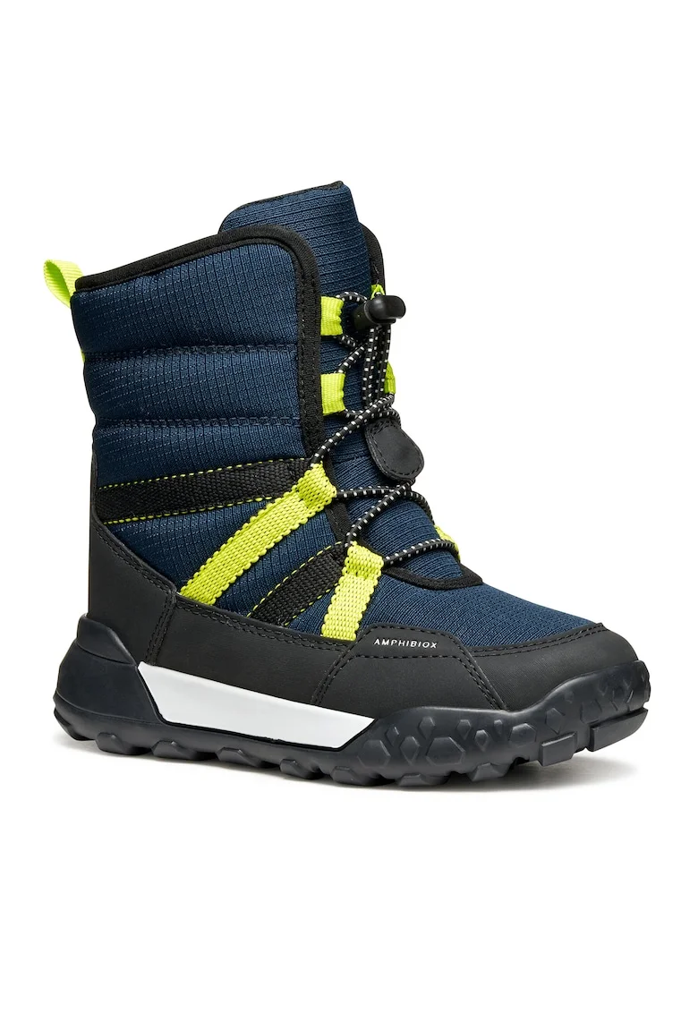 Cizme de zapada  baieti, Navy/Lime, impermeabile, tesatura, 28 EU,