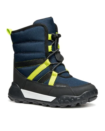 Cizme de zapada  baieti, Navy/Lime, impermeabile, tesatura, 28 EU,