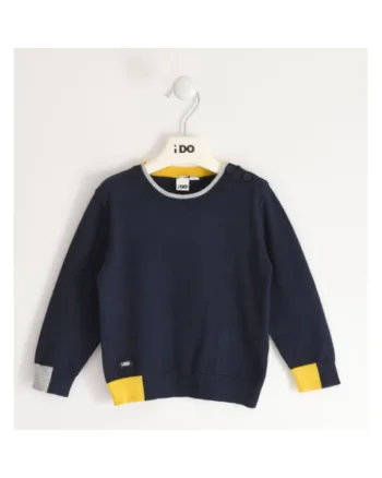 Pulover tricot cu model baiat ,  4.5415, Galben/Bleumarin