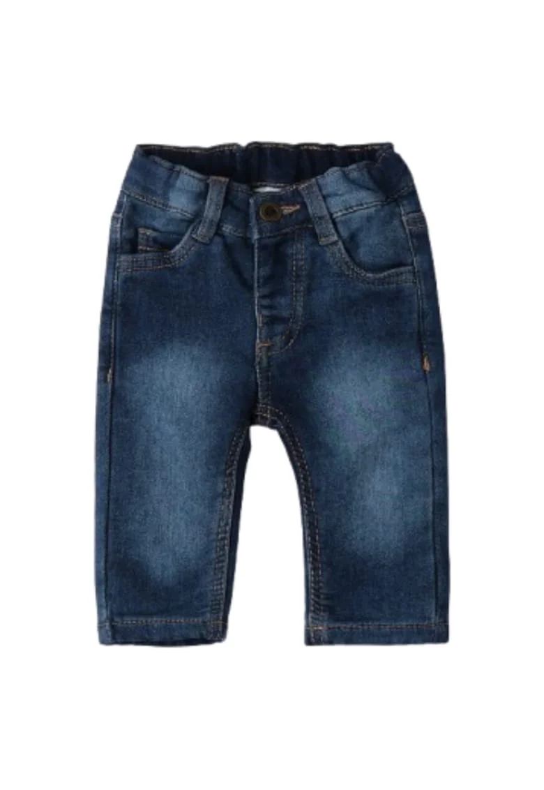 Blugi bebe  din denim stretch, talie elastica, Albastru inchis