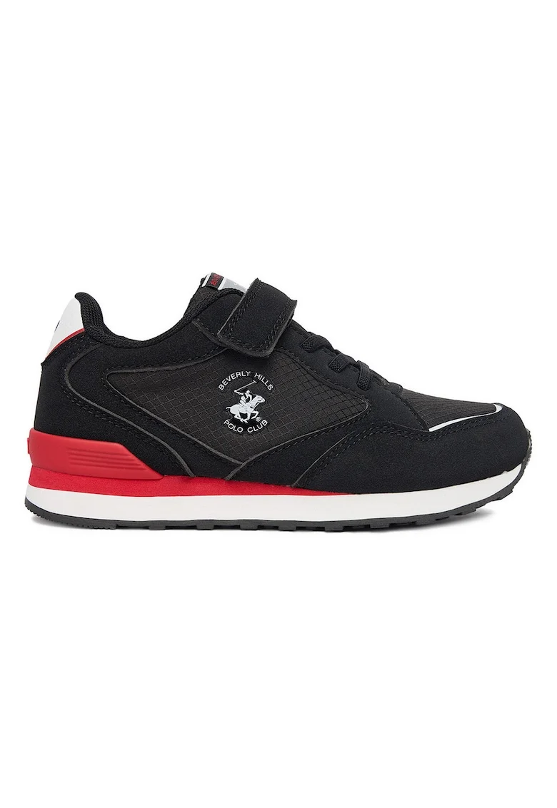 Pantofi sport copii,  sintetic si textil, negru, inchidere cu scai