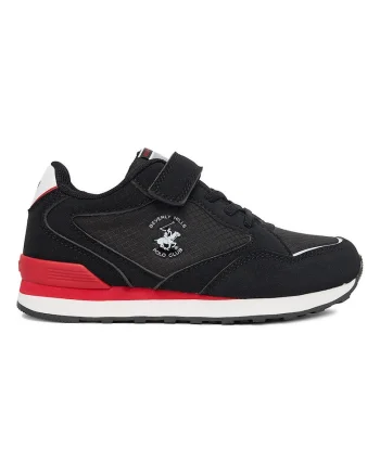 Pantofi sport copii,  sintetic si textil, negru, inchidere cu scai