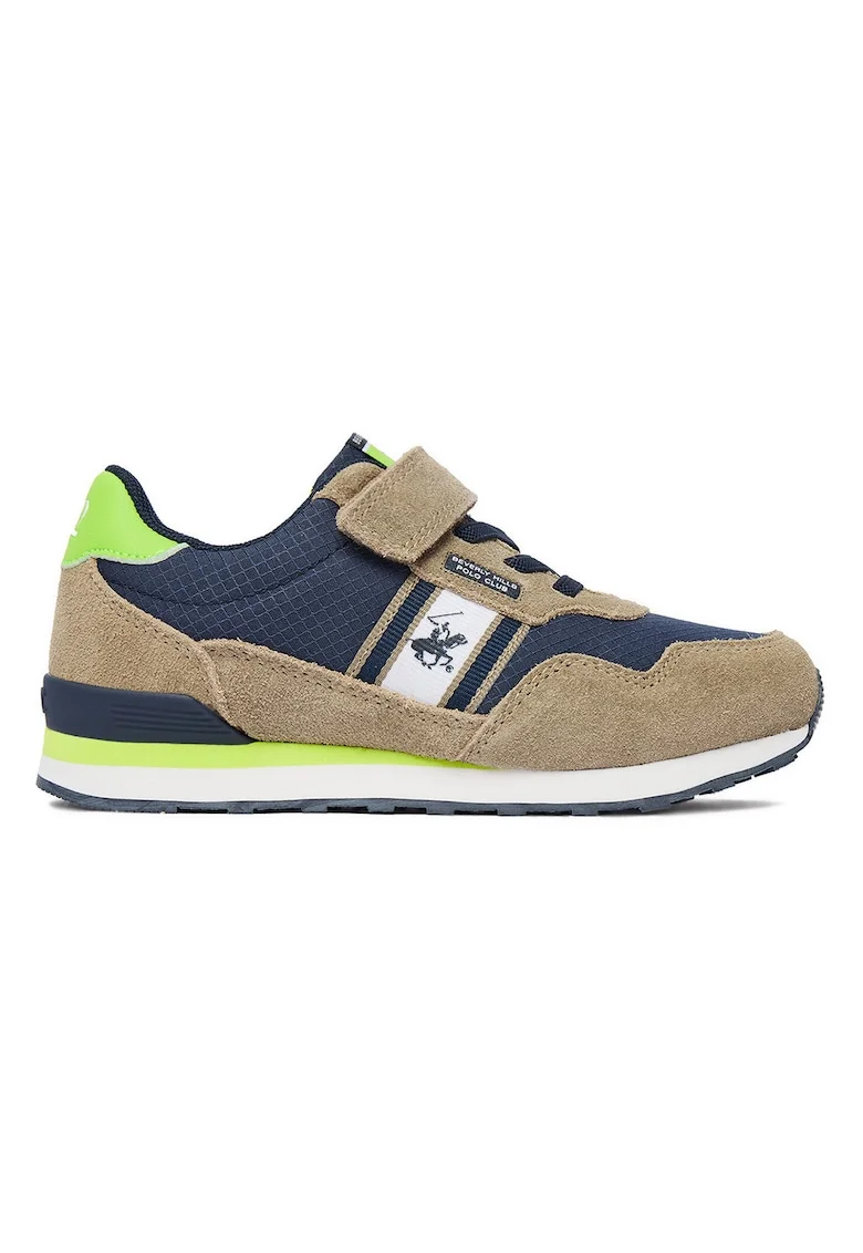 Pantofi sport copii,  piele intoarsa, albastru, sistem inchidere Velcro