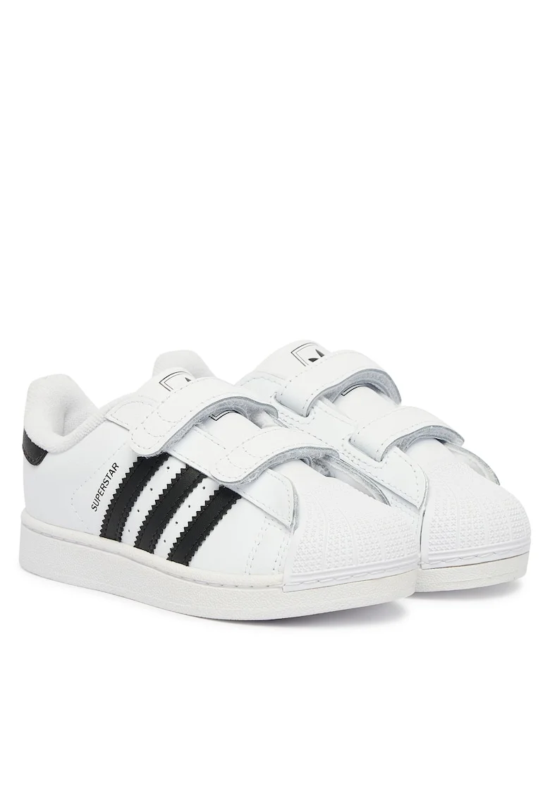Pantofi sport copii,  unisex, velcro, alb, piele ecologica