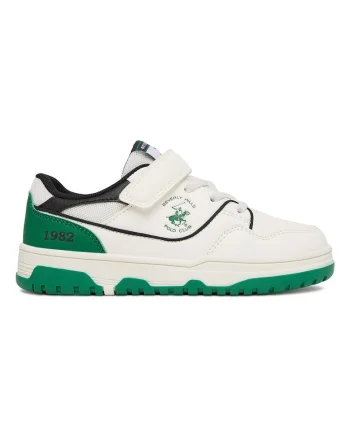 Pantofi sport copii,  Velcro, alb/verde, textil