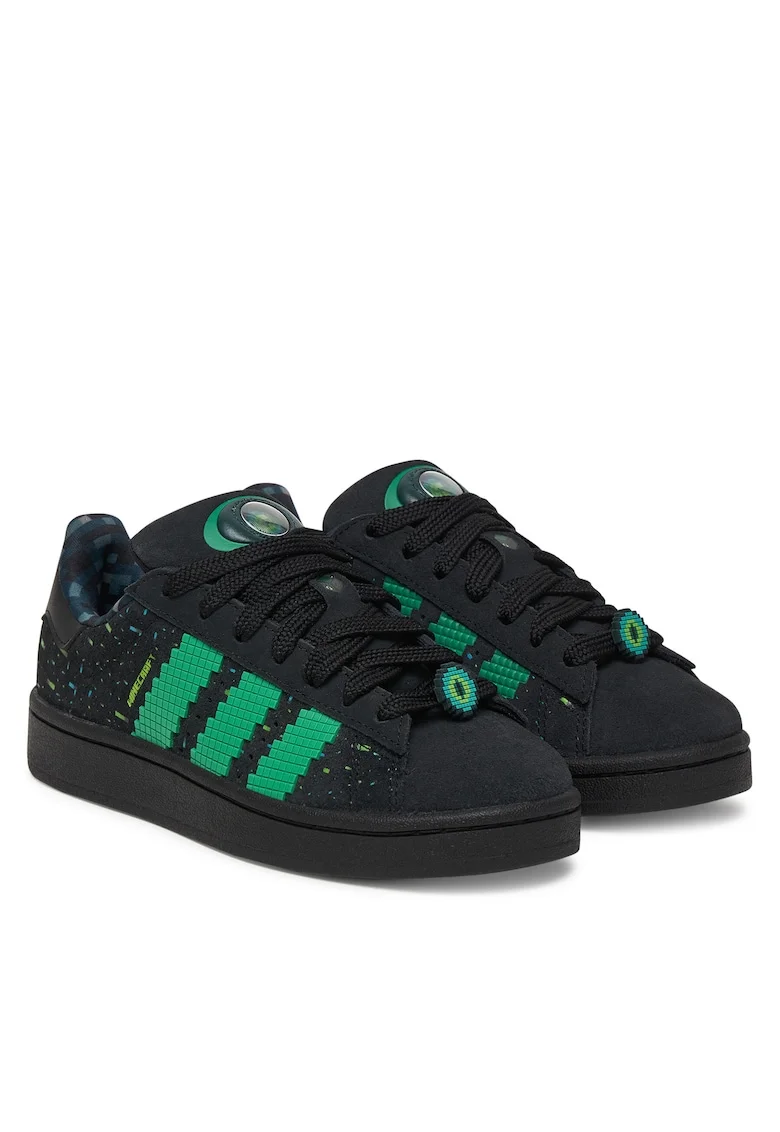 Pantofi sport copii,  negru/verde, piele naturala