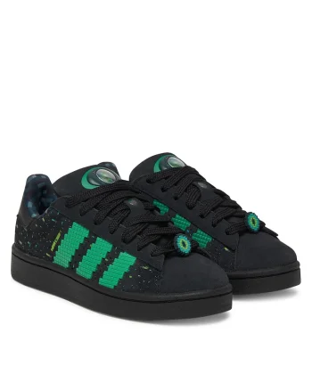 Pantofi sport copii,  negru/verde, piele naturala
