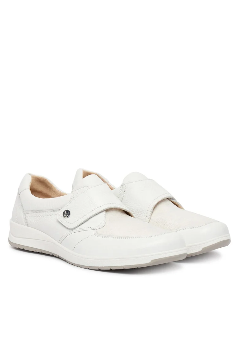 Pantofi sport dama,  piele naturala, alb, sistem inchidere Velcro