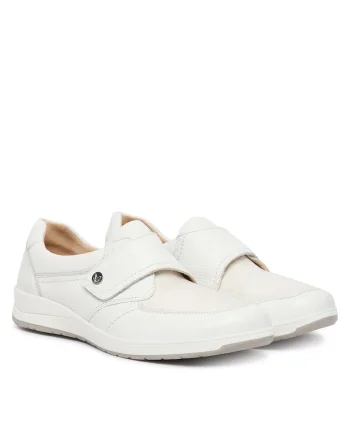 Pantofi sport dama,  piele naturala, alb, sistem inchidere Velcro