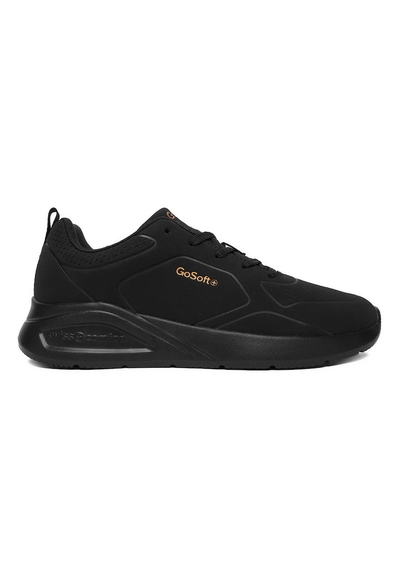Pantofi sport dama,  negru, material sintetic, talpa groasa,