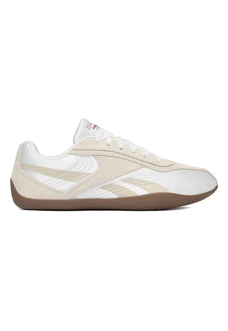 Pantofi sport dama,  piele naturala intoarsa si material textil, alb,