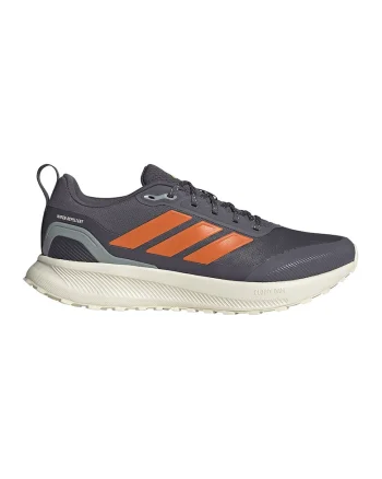 Pantofi Runfalcon 5 cu finisaj rezistent la apa, pentru alergare, Negru/Portocaliu/Gri cenusiu