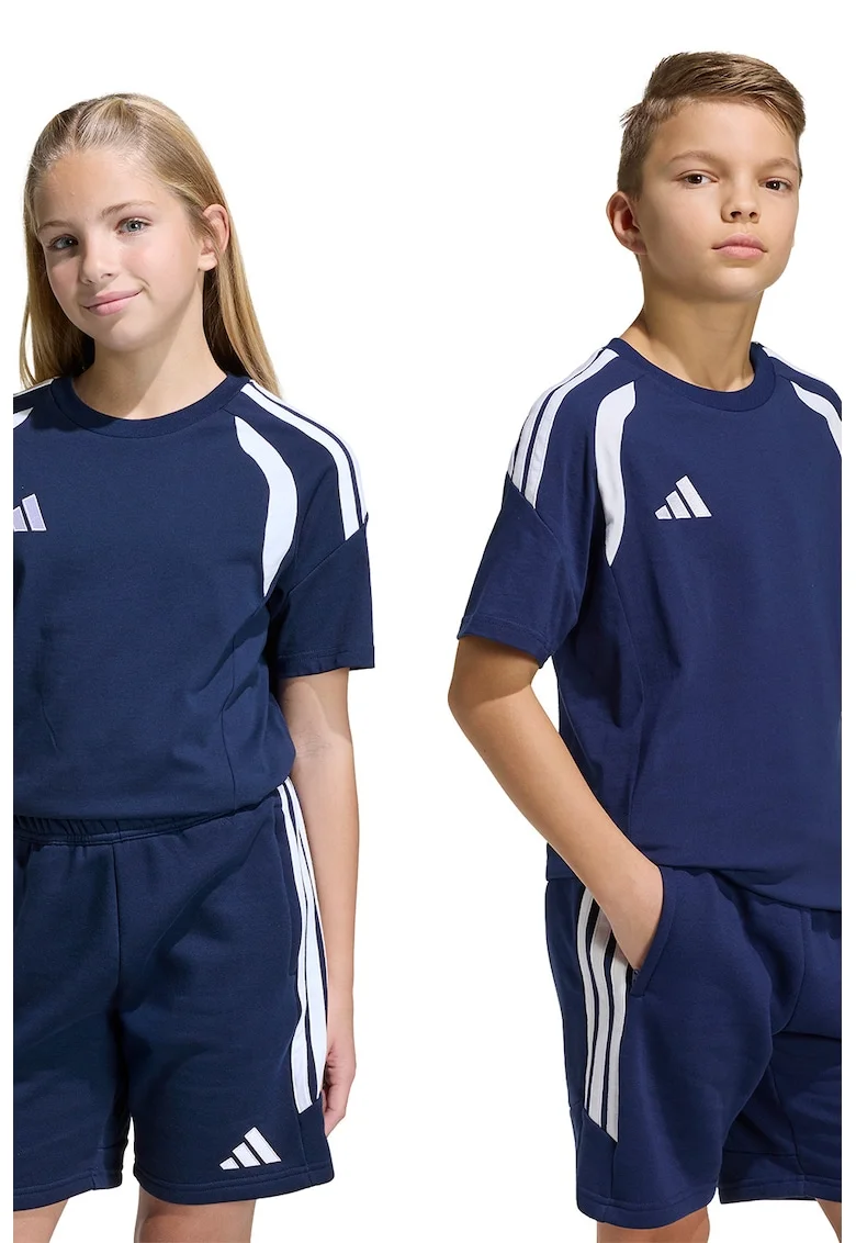 Tricou din bumbac cu logo pentru fotbal Tiro26, Alb/Bleumarin