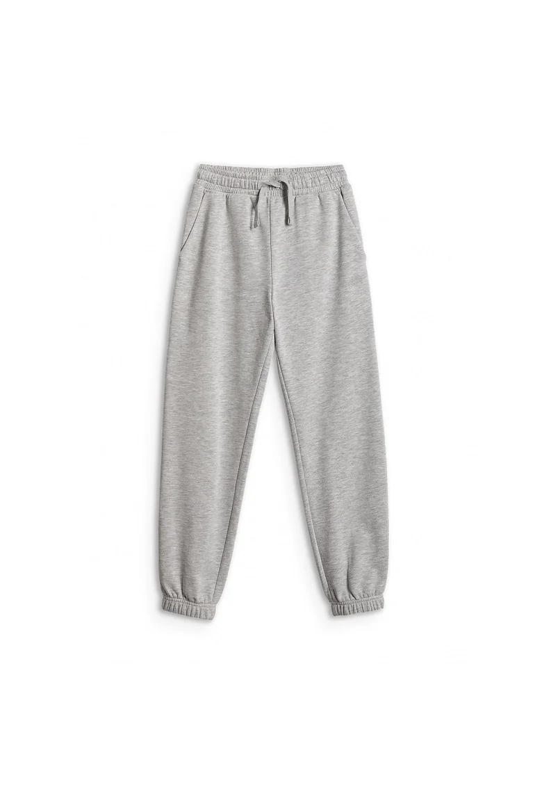 Pantaloni sport  pentru baieti, gri, croiala oversize, material bumbac