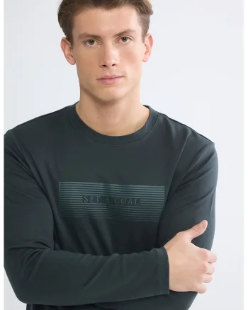 Bluza de trening cu imprimeu text, Verde inchis