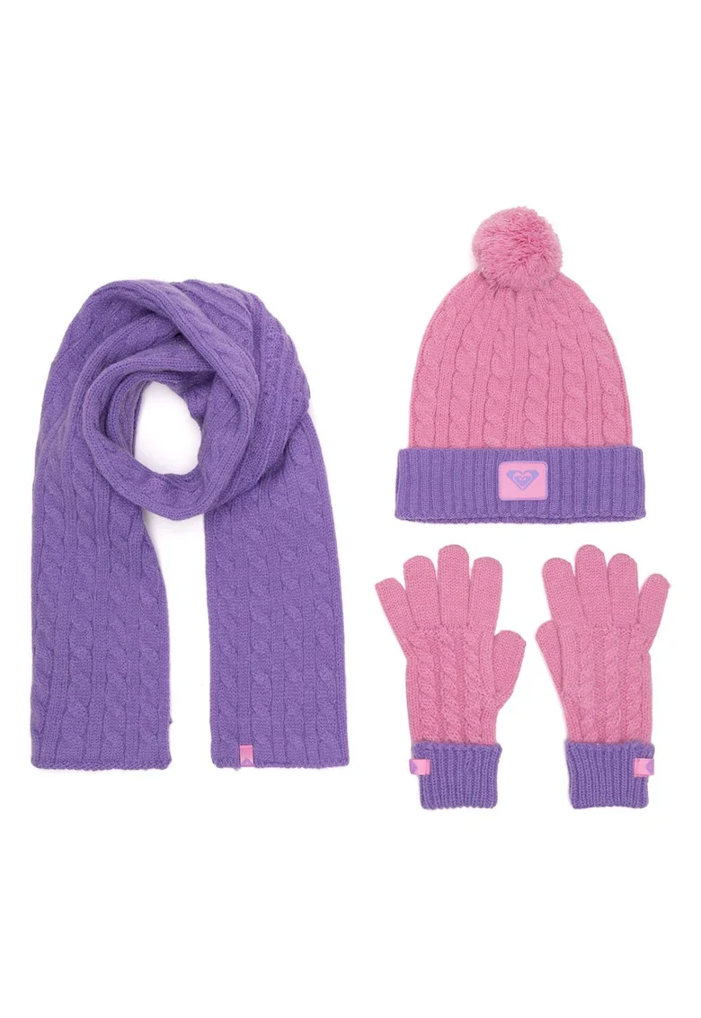 Set caciula, fular si manusi,  violet,