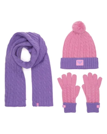 Set caciula, fular si manusi,  violet,